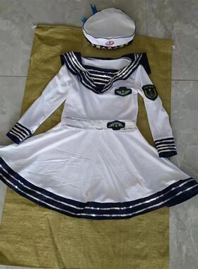 新款儿童小小水兵舞蹈表演服小海军水手服女童小学生合唱服演出服