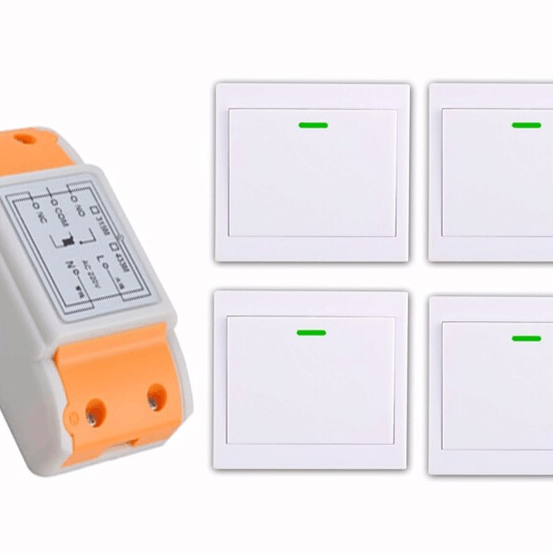 AC220V一路无线智能家具开关接收器+86型面板单键随意点贴