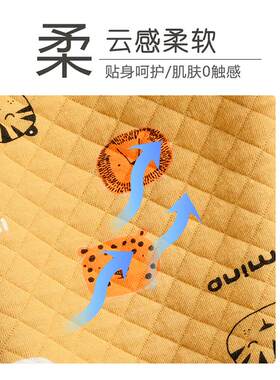 宝宝夹棉裤子婴儿高腰护肚裤男女童保暖裤护腰长裤睡裤秋冬款开裆