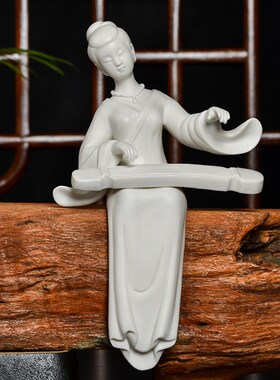 德化白瓷琴棋书画仕女摆件中式禅意美女人物侍女家居装饰品中国风