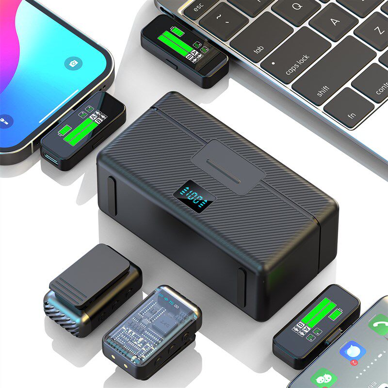 无线麦克风领夹式收音麦一拖二带充电仓户外直播专业收音降噪夹领