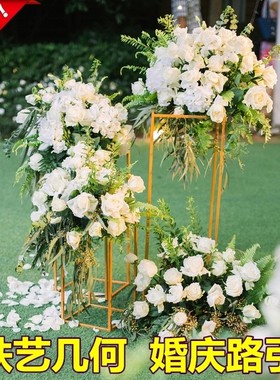 新款铁艺几何长方路引婚庆路引 长方体花器摆件立体长方形T台路引