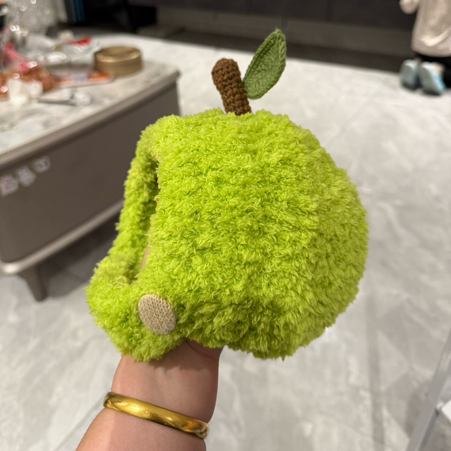 苹果帽子可爱青苹果diy材料包绿色新款毛线钩针钩织手工编织保暖