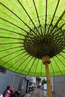 新款2026古法仿手造纸侵染绿色复古伞面写字非遗纯手工油纸伞防雨