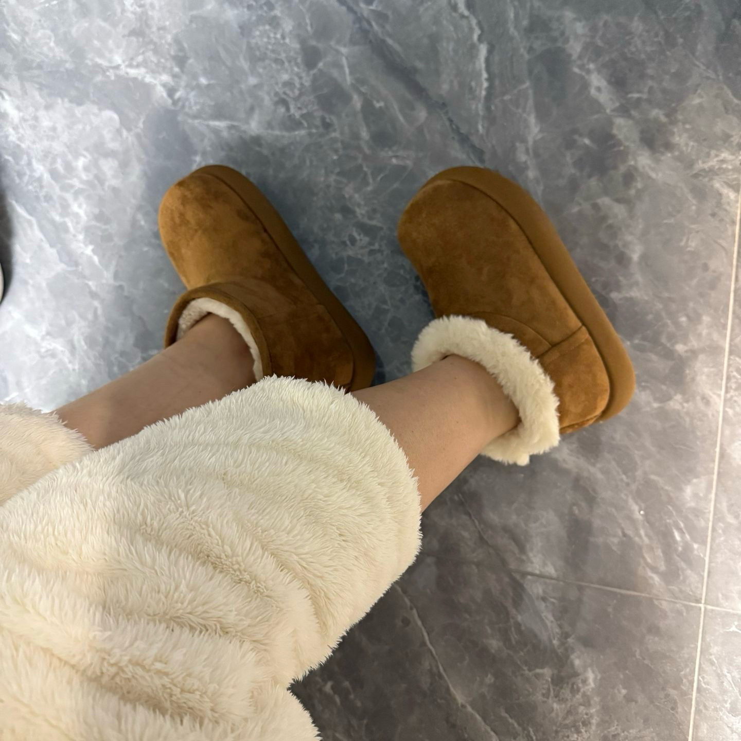 新款驼色女士复古厚底保暖勃肯棉鞋女2025新款秋冬一脚蹬雪地靴