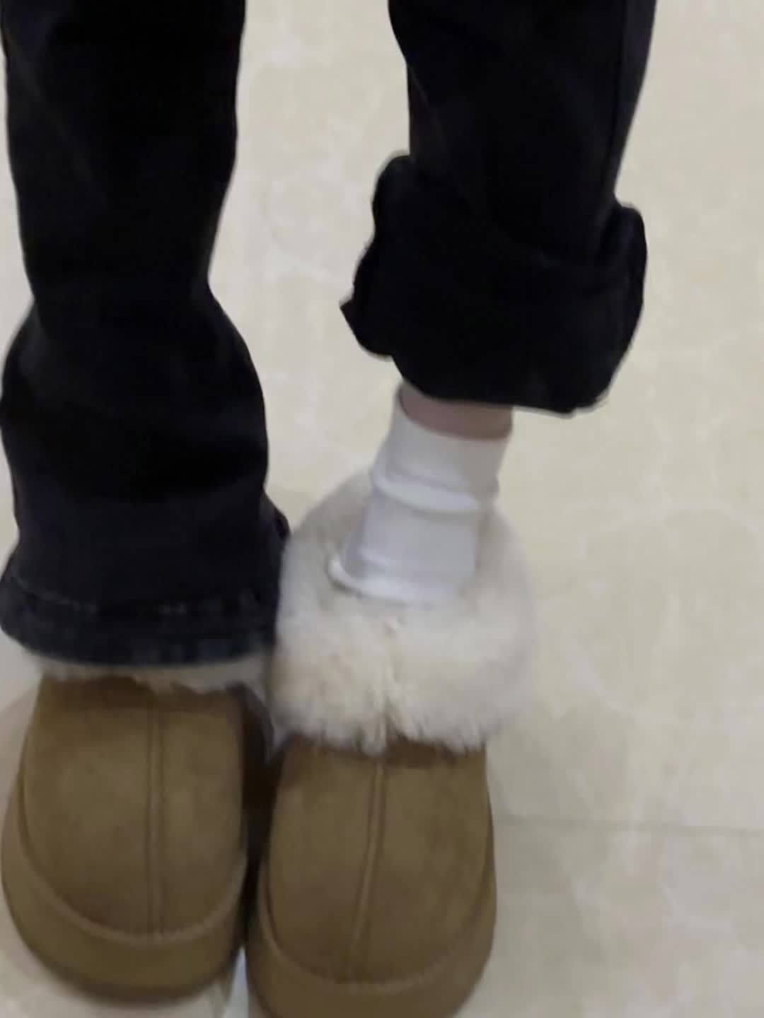 棕色新款女士2025雪地靴女棉鞋毛毛皮毛新款一体加绒鞋子秋冬
