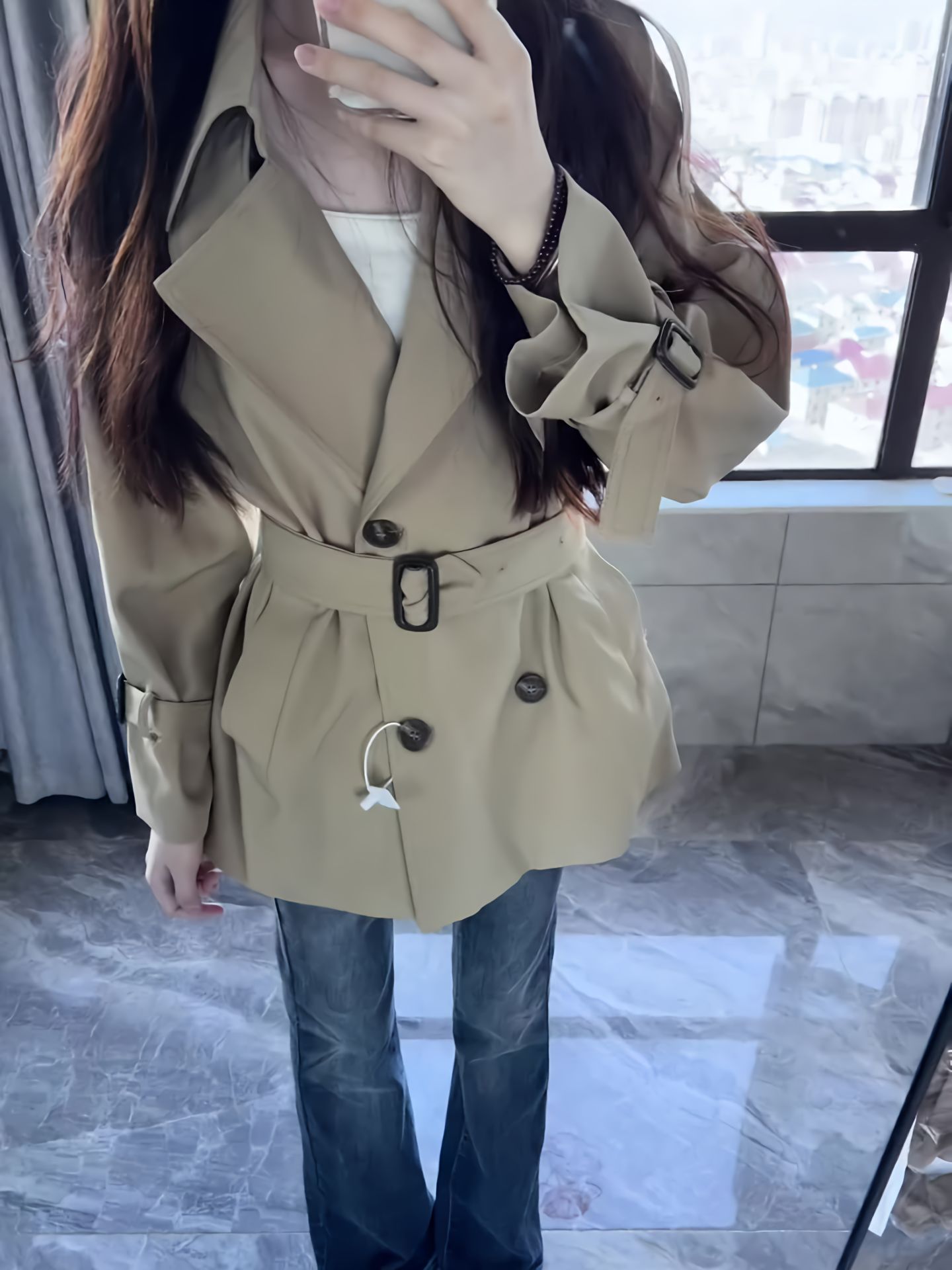 高级感超好看小个子收腰气质短款日系今年流行风衣外套女2025新款