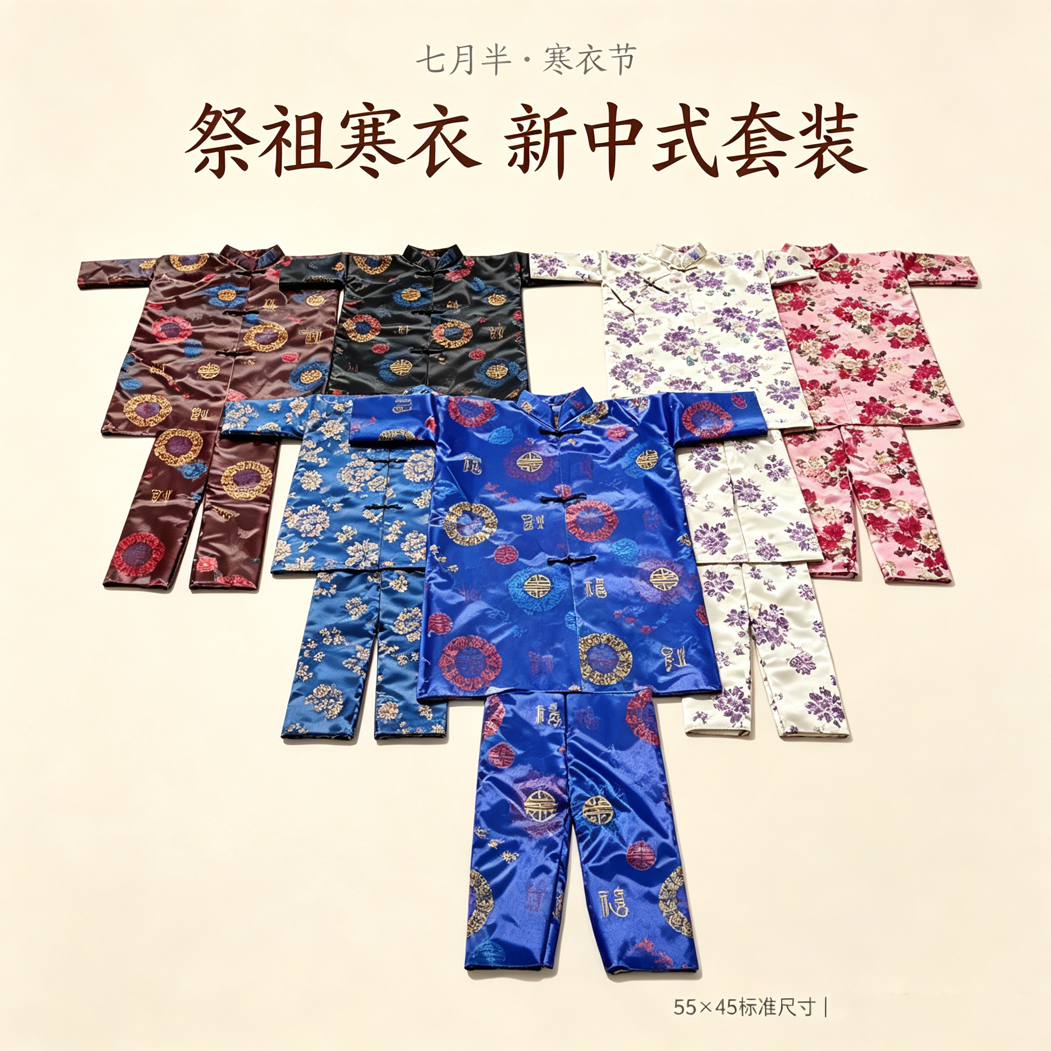 新中式加棉寒衣节男女布衣裤套装