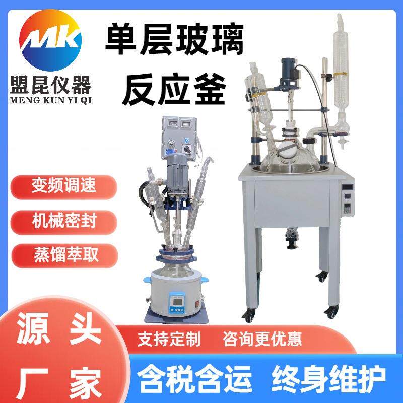 单层玻璃反应釜30L多功能玻璃反应器实验室电加热搅拌釜