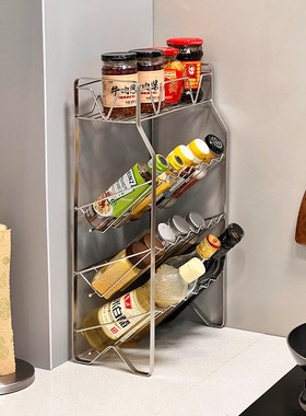 免安装加厚不锈钢厨房多用调料置物架台面酱油醋瓶罐收纳储物杯架