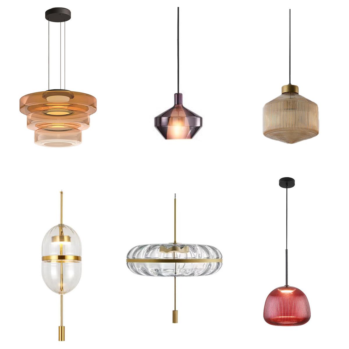 设计师绿色餐厅饭桌吧台玻璃吊灯简约咖啡厅民宿复古灯美式餐吊灯