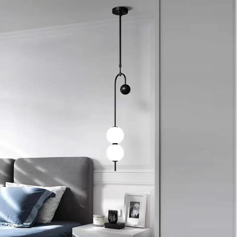 卧室床头吊灯简约现代圆球个性可随意调节主卧客厅背景墙极简吊灯