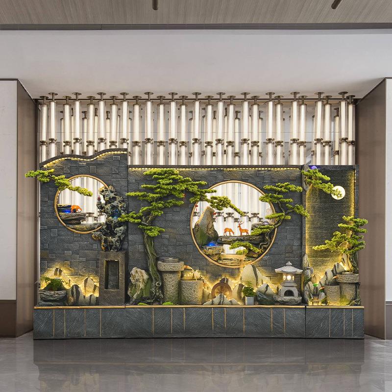水幕墙假山流水喷泉屏风装饰客厅玄关景观摆件庭院鱼池循环水造景