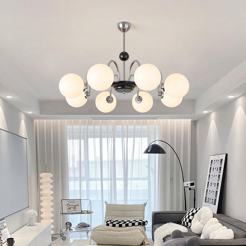 客厅吊灯中古魔豆法式现代简约卧室餐厅主灯奶油风中山灯跨境