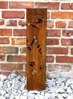 狼与月亮山风景花园柱-花园装饰-花园雕像-景观灯盖-户外灯罩