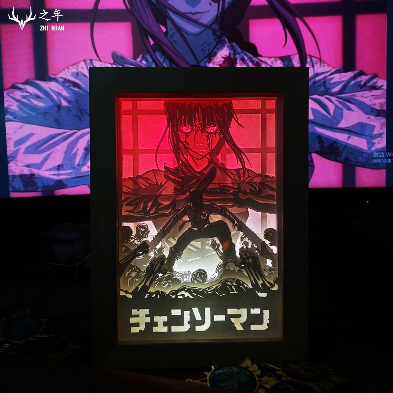 电锯人周边纸雕小夜灯电次早川秋玛奇玛帕瓦动漫创意生日礼物