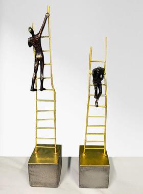 爬楼梯者现代家居样板房轻奢软装树脂北欧客厅办公室摆件装饰品