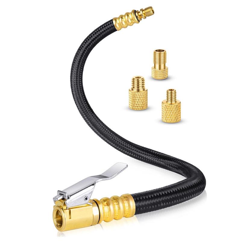 轮胎打气筒延长管带阀门轮胎泵接头软管适配器用于空气压缩机快速