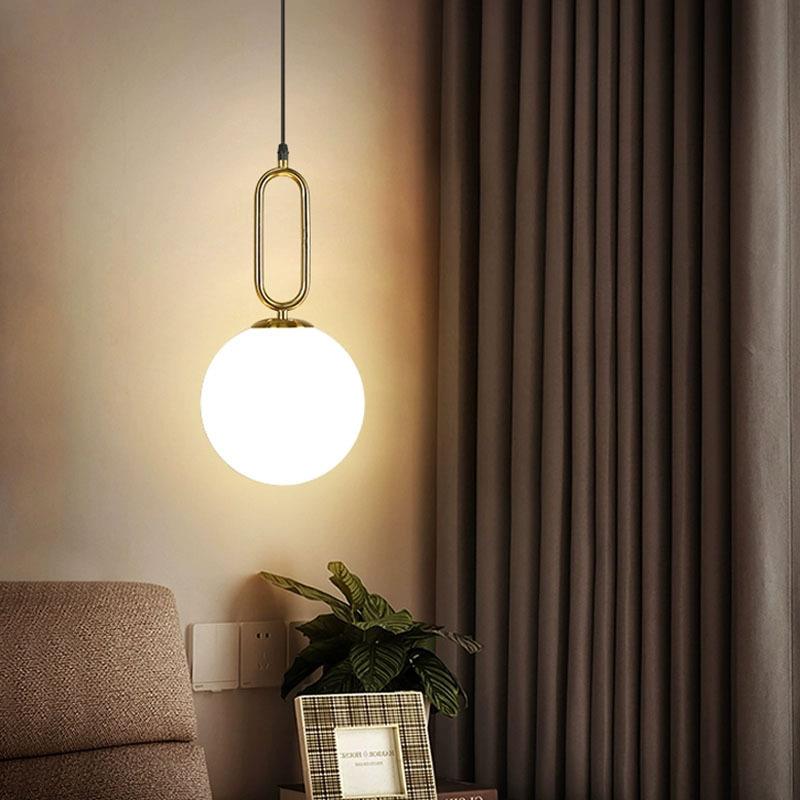 后现代简约吊灯 创意玻璃餐厅吧台卧室床头书房民宿圆球单头吊灯