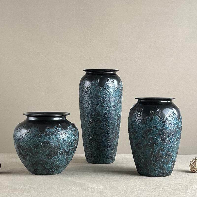 复古泡泡釉台面陶瓷干花花瓶插花器客厅摆件装饰陶瓷花花盆