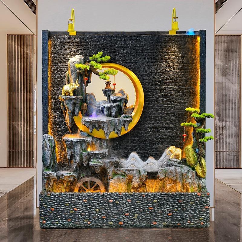 水幕墙假山流水喷泉隔断流水屏风会所景观装饰庭院别墅养鱼池摆件