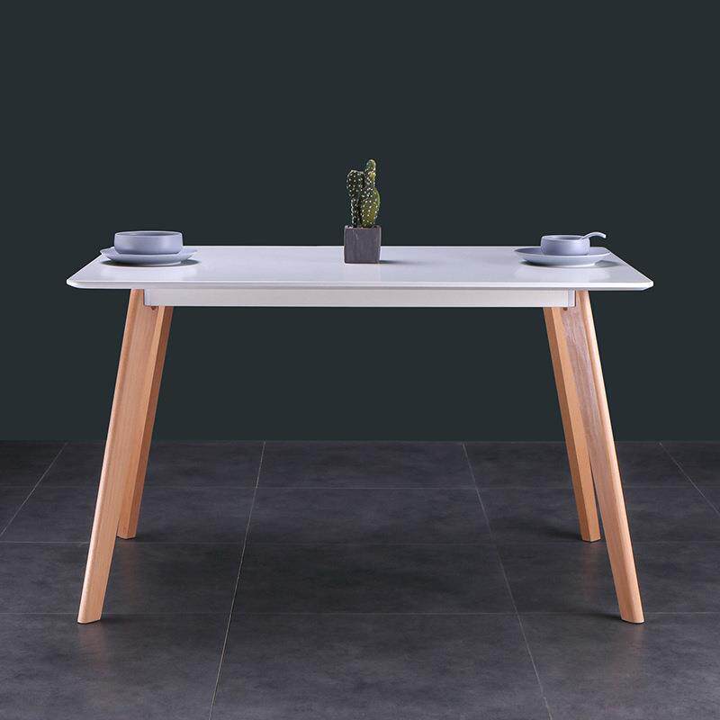 北欧伊姆斯餐桌长方形白色桌子现代简约接待洽谈桌椅组合4-6人桌
