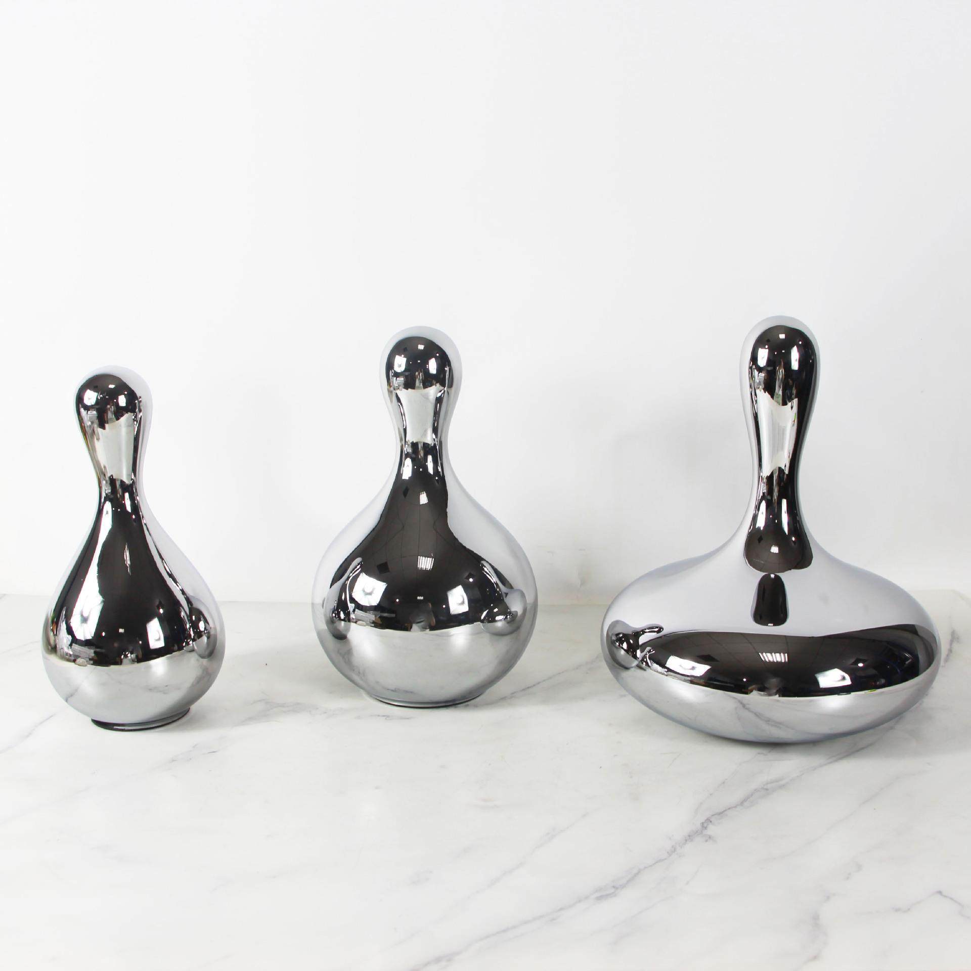 北欧简约镜面水滴造型创意摆件样板房客厅书房家居软装摆设装饰品