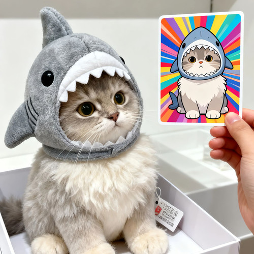 宠物玩偶头套毛绒公仔可爱装小红书新款饰品新款娃衣鲨鱼宝宝头