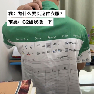 爆款 新款 夏季 潮酷个性 Office 衬衣翻领上衣短袖 字母印花WPS 衬衫