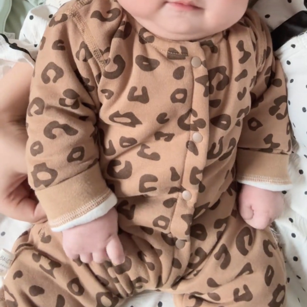 新生豹纹哈衣可爱长袖婴儿长袖连体衣宝宝和尚服套装秋冬衣服