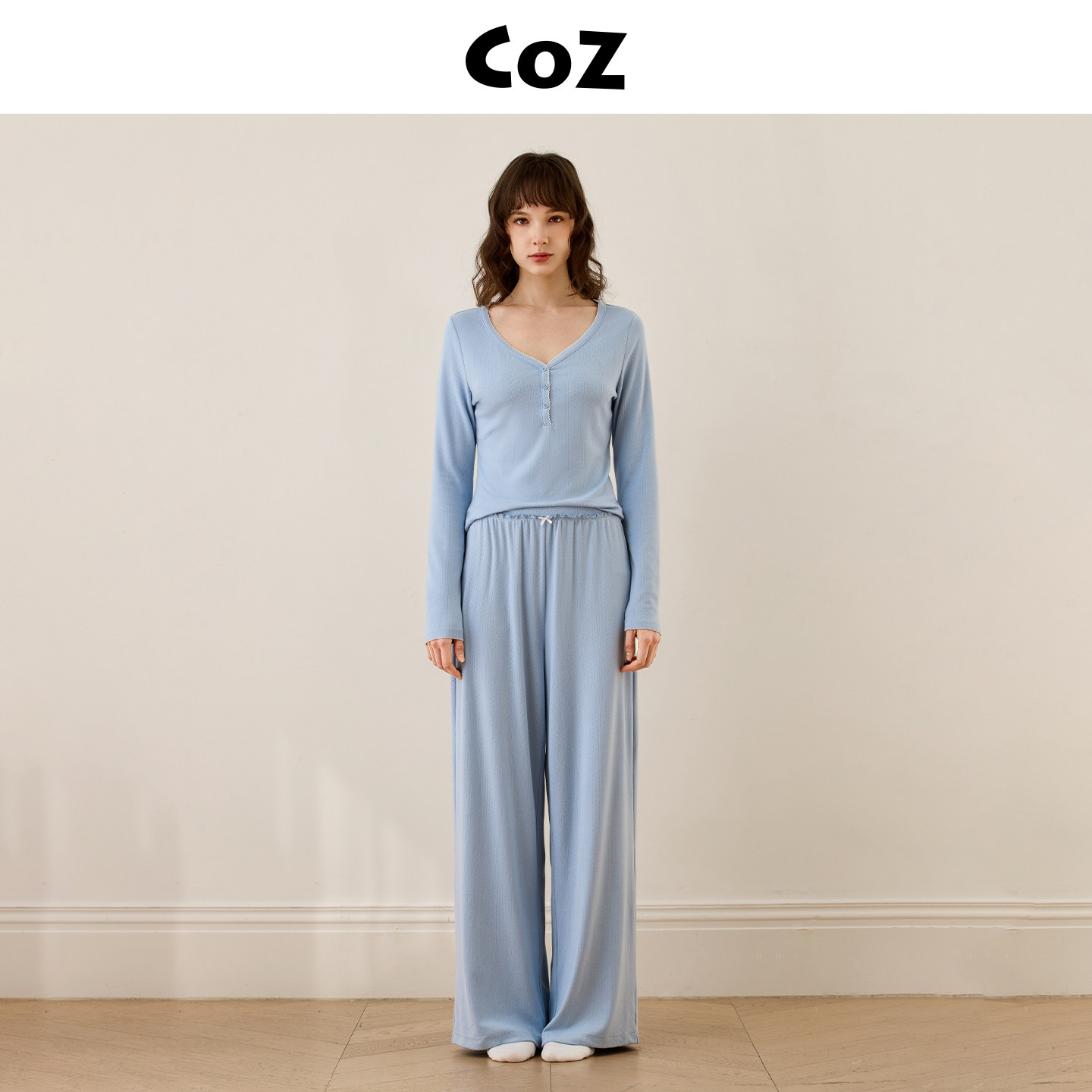 CoZ柔软修身针织衫家居服女套装2025春秋季高弹长袖长裤可外穿