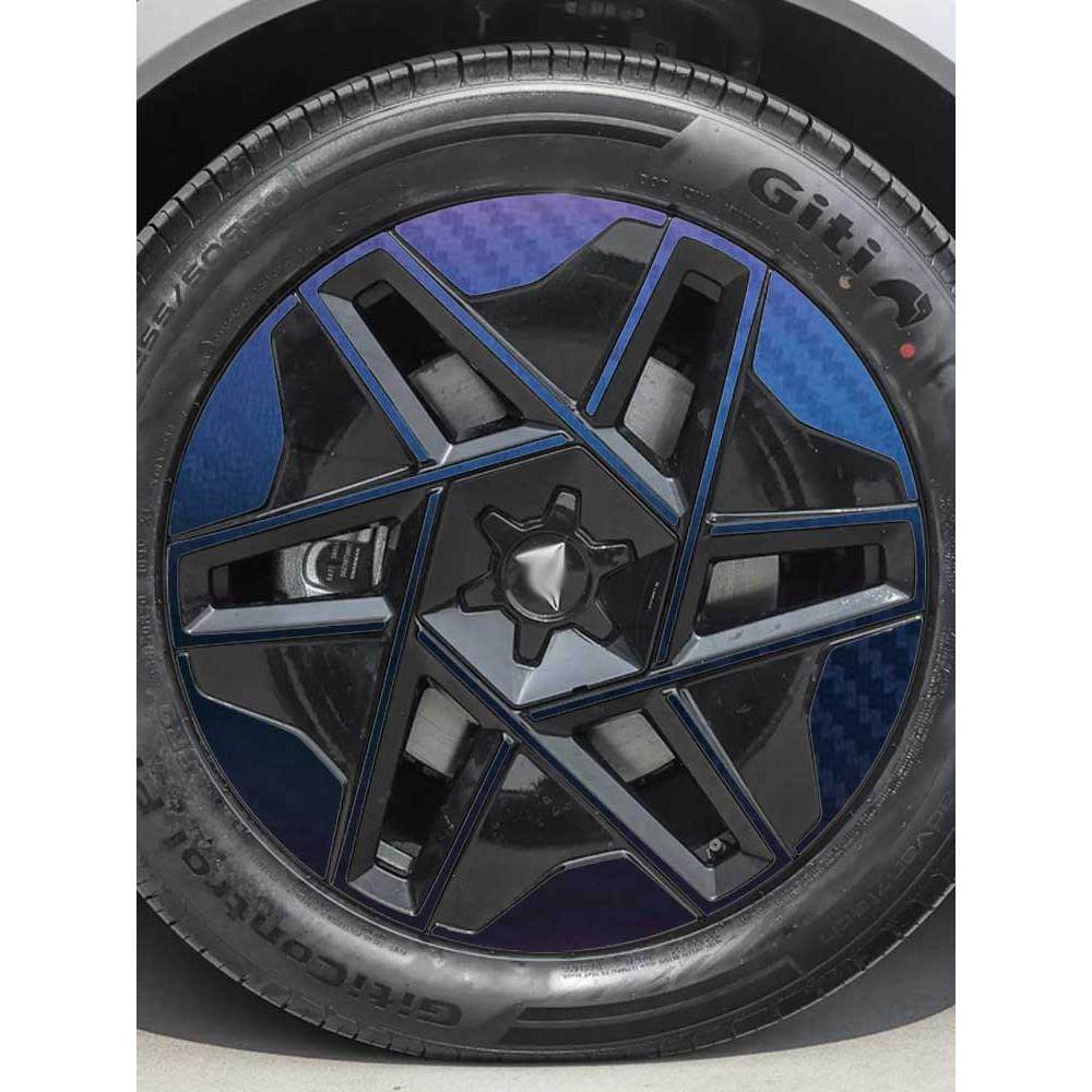 深蓝S09改装饰轮毂贴纸配件碳纤维车贴划痕修复熏黑改色汽车用品