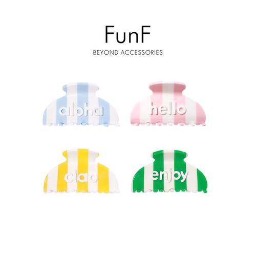 FunF/乐纷绮 度假系列醋酸抓夹条纹假日风格纹发夹发饰