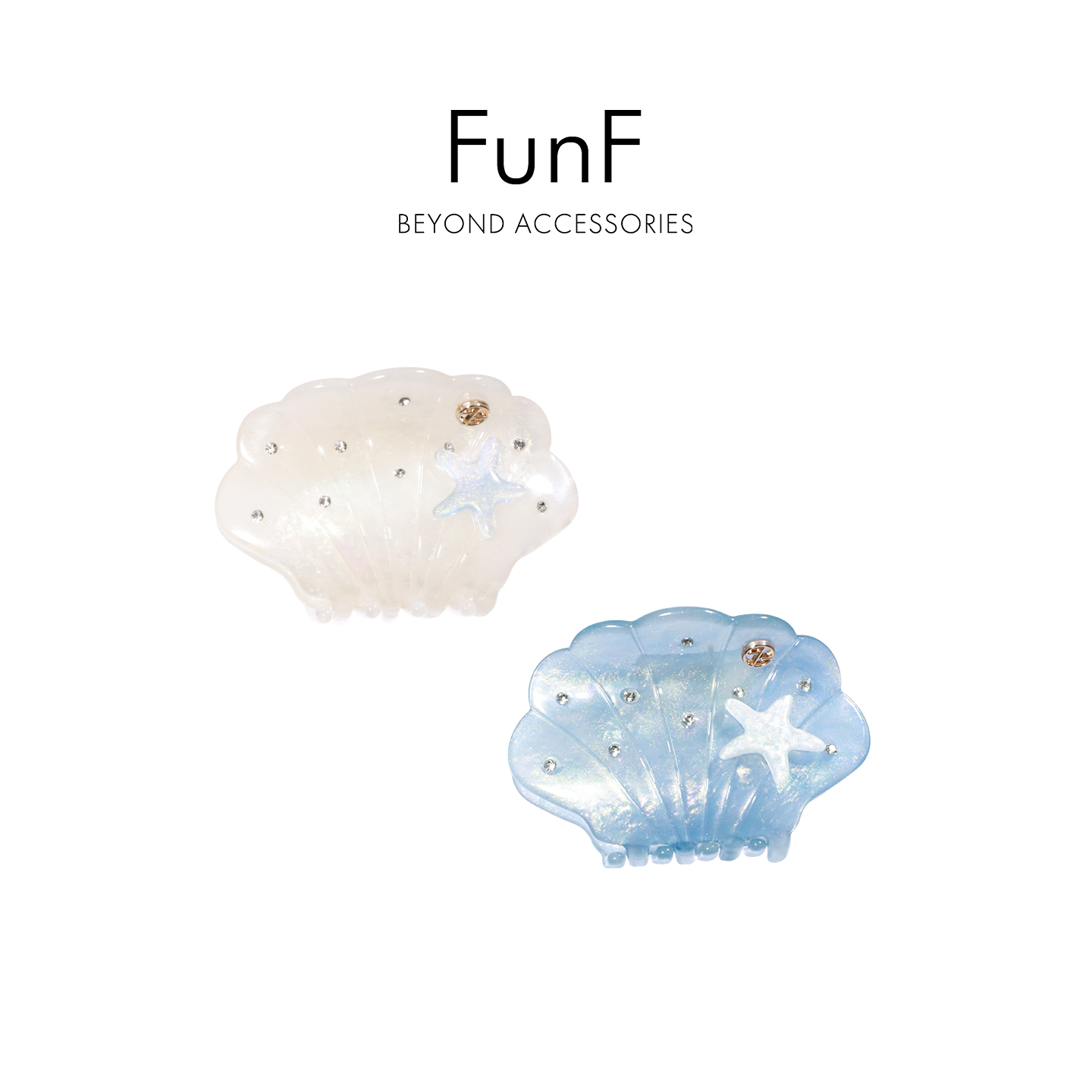 FunF/乐纷绮 人鱼·贝壳海洋系列醋酸抓夹发夹丸子夹夏日清凉法式