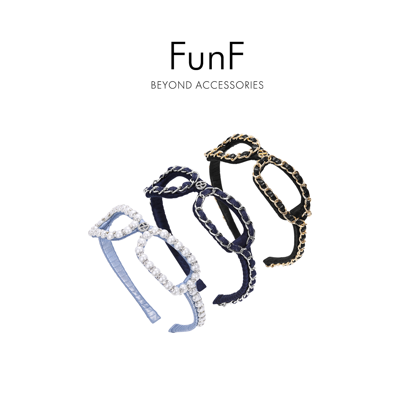 FunF/乐纷绮 乌兰ty明星同款眼镜发箍 小香风设计款轻奢珍珠头箍