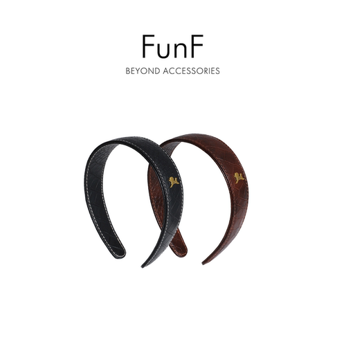 FunF/乐纷绮 设计款轻奢高级精致明线鳄鱼纹发箍摩登鳄纹高级发饰