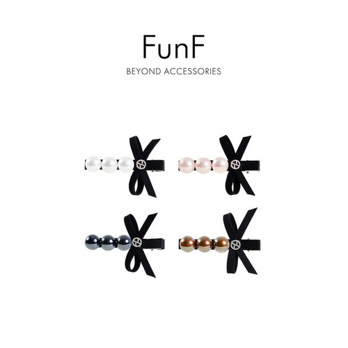 FunF/乐纷绮 珍珠夜光曲法式轻奢珍珠边夹气质公主款蝴蝶结发卡