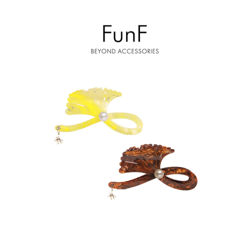 FunF/乐纷绮 醋酸板材高级国风鸭嘴夹法式鲨鱼夹抓夹叶知秋·银杏