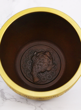 黄铜米缸铜百福缸摆件招财进宝缸聚宝盆存钱罐烟灰缸家居饰品精致