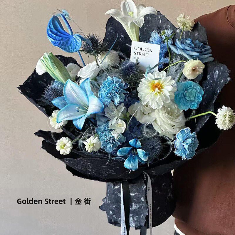 双色手撕东巴纸花束包装纸鲜花包花diy材料全套花艺复古艺术纸