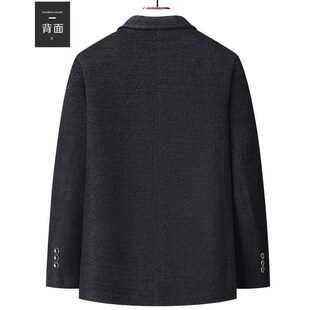 中年男士西装毛呢子外套秋冬季加棉加厚款爸爸装中老年雪尼尔西服