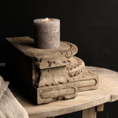 法式 饰实木雕刻创意桌面摆设品 老正宗纯烛台复古怀旧家庭摆件装