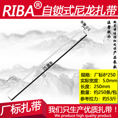 厂标塑料白色整理线缆尼龙扎带8x250宽5mm长250mm约250条非标包邮