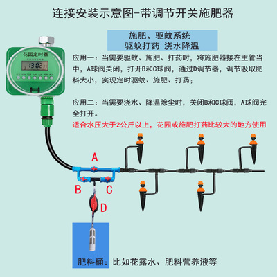 灌溉浇花施肥打药自动稀释驱蚊虫文丘里比例泵大棚农田投药施肥机
