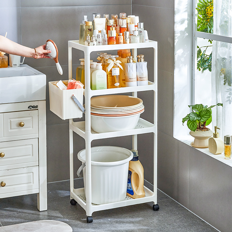 卫生间脸盆架塑料阳台洗衣机收纳柜小推车浴室防水置物架子储落地