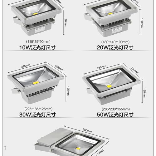 LED投光灯低压直流12V24V 10W20W50W船用泛光灯户外投射灯防水
