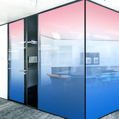 定制UV彩色渐变透明玻璃贴纸移门办公室隔断静电防撞氛围装 饰贴膜