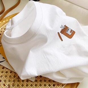 中大童白色简约纯棉长袖t恤男女童早春新款儿童装宽松百搭打底衫