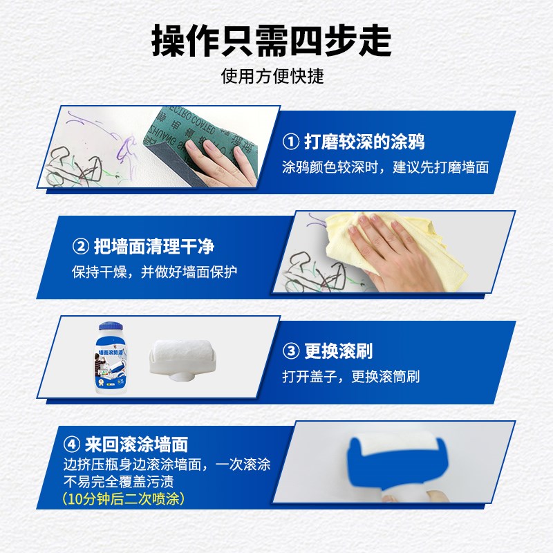 大滚筒漆小滚筒刷墙壁修复自喷乳胶漆去污神器白墙墙面修补腻子膏