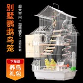 虎皮牡丹鹦鹉鸟笼文鸟珍珠大号别墅鸟笼字家用金属屋顶造型观赏笼
